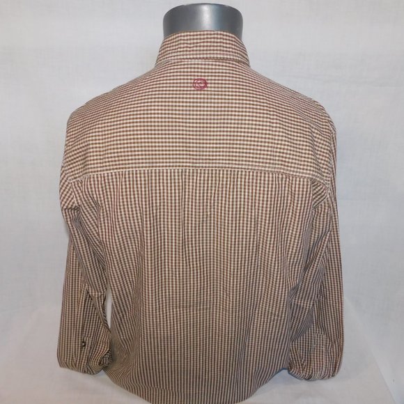 Mavi Mens L Brown White Check gingham button front long sleeve shirt - Picture 9 of 10